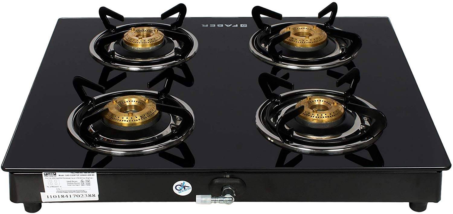 Buy Faber Gas Stove 4 Burner Grand Glass Top Black Cooking Appliances ...