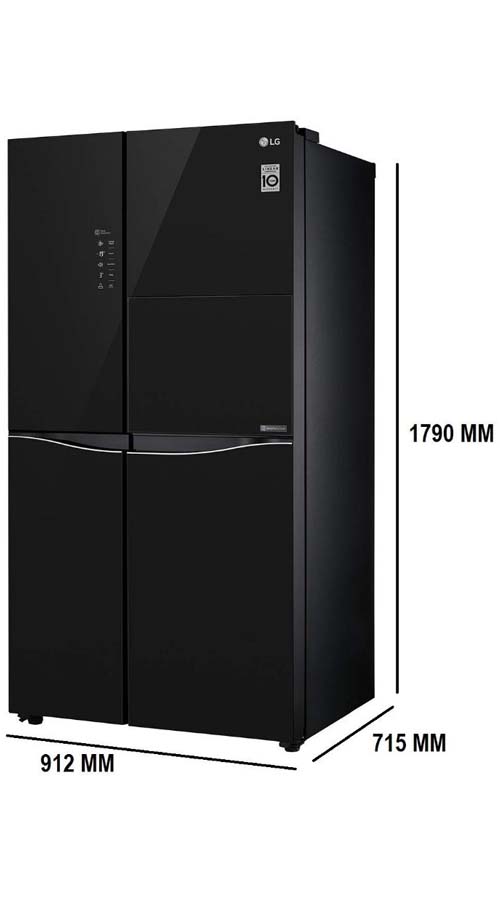 Buy LG Side By Side Refrigerator 675L GCC247 UGBM Black Glass Side By