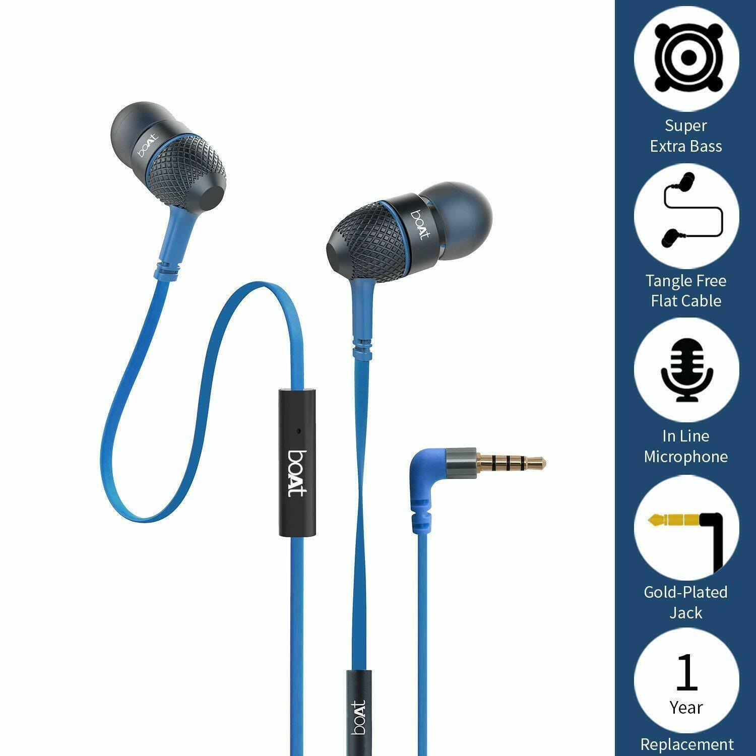 Buy Boat Earphone BassHeads 228 Wired Earphones Blue Mobile Accessories