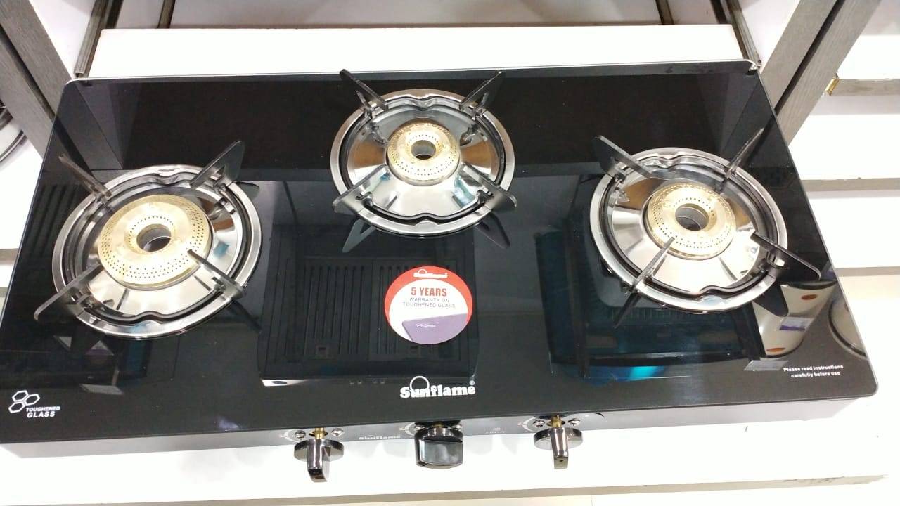 Buy Sunflame Gas Stove 3 Burner Prime Glass Top Black Cooking