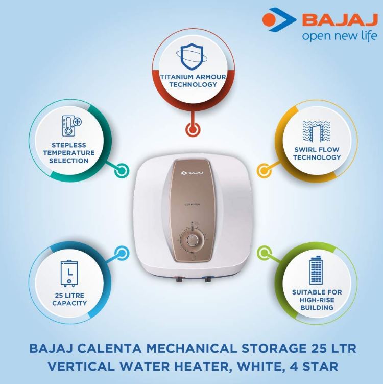 Buy Bajaj Geyser Calenta Mechanical 25L Online From Lotus Electronics