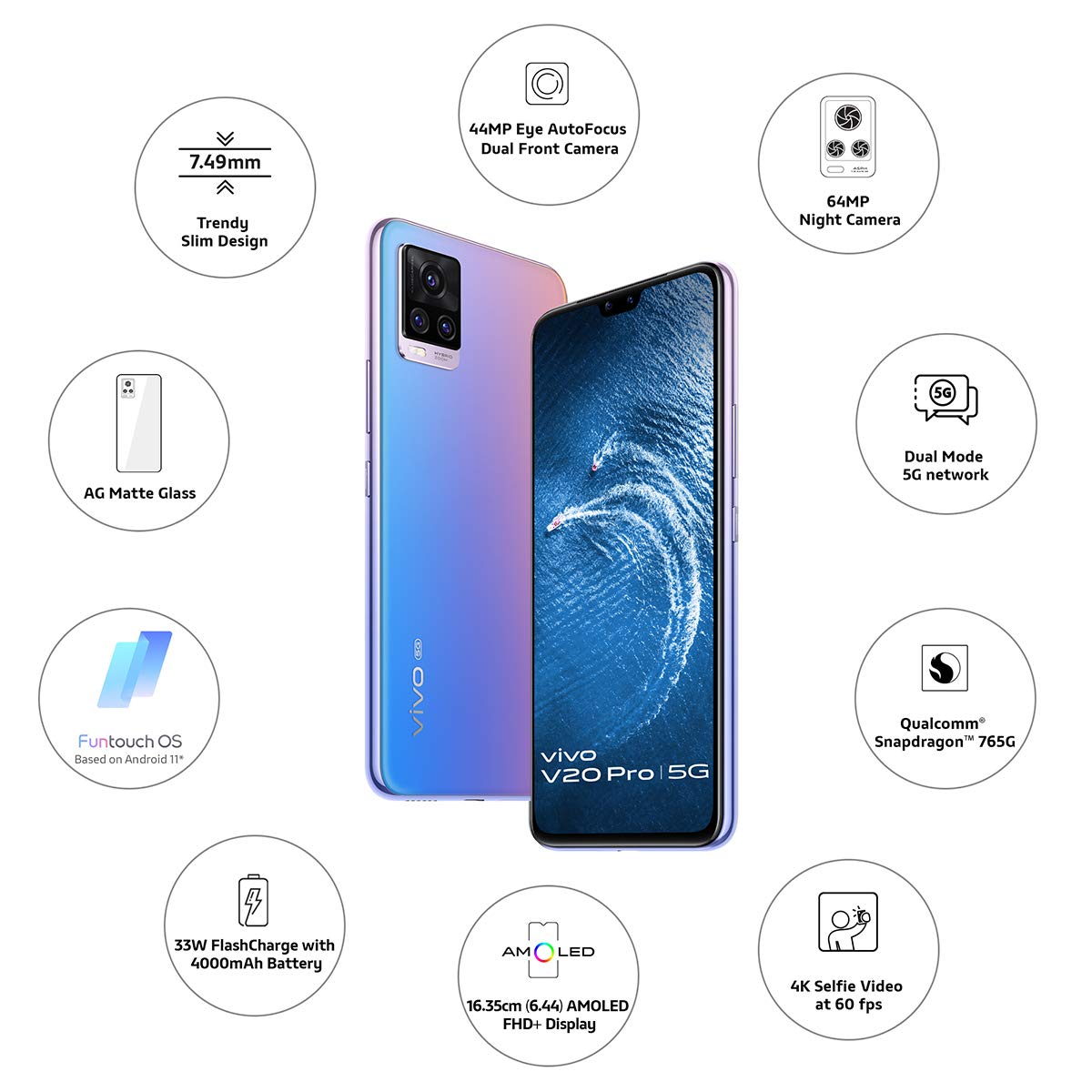 Buy Vivo Android Smartphone V20 Pro (8GB RAM, 128GB Storage/ROM) PD2020 ...