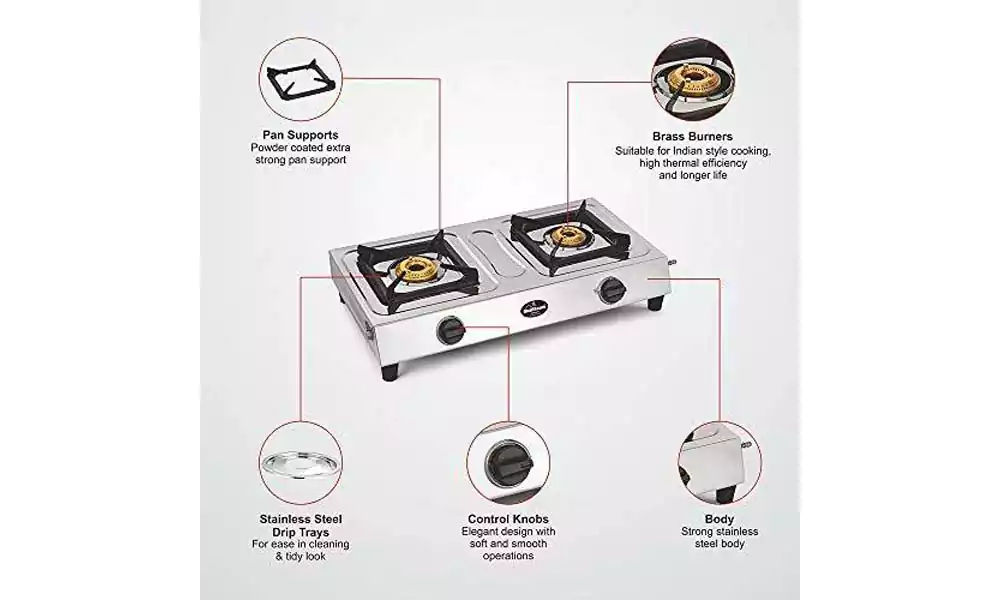 Sunflame gas stove store stainless steel