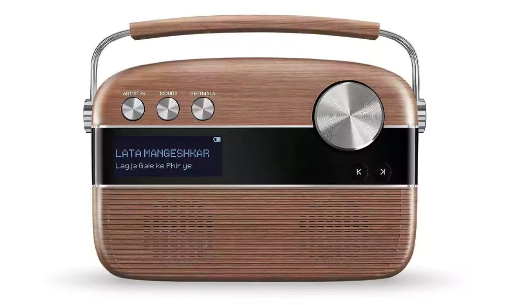 Saregama Bluetooth Speaker Carvaan Oak Wood Brown (new mrp 7690)