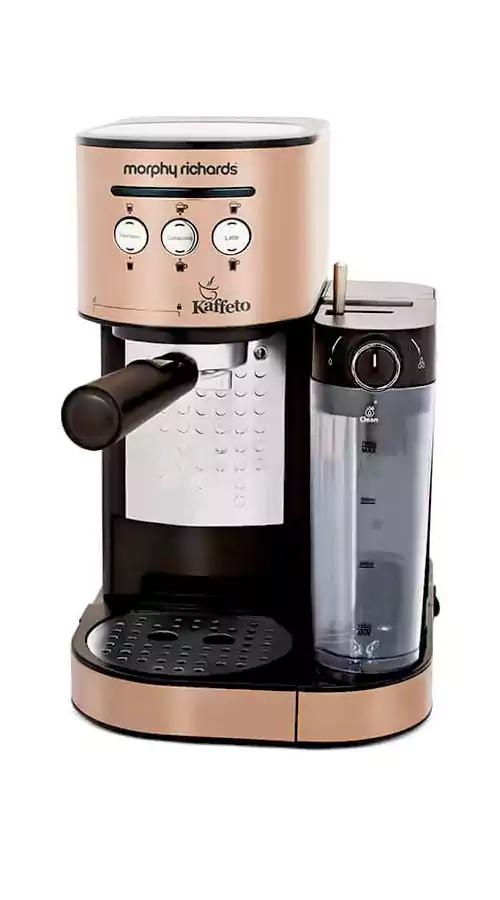 Morphy Richards Coffee Maker 1.2 Litre 1350 Watts 15 Bar espresso, latte and cappuccino along with Milk frothing Kaffeto Gold