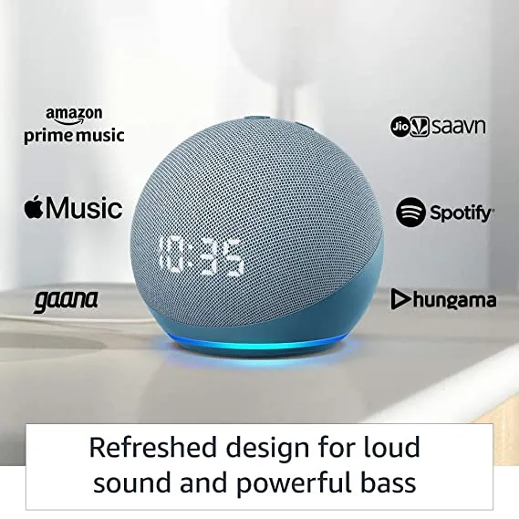 Buy Amazon Bluetooth Speaker Echo Dot 4th Gen (with Clock) Blue Online