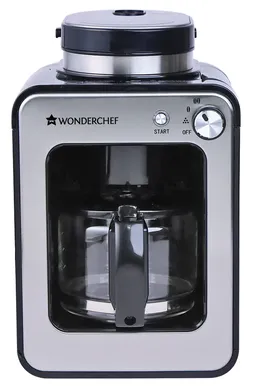 Wonderchef Coffee Maker with Grinder Regalia Bean to Cup Brew 63154558 Silver And Black