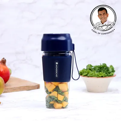 Wonderchef Hand Blender 300ml Nutri-cup portable blender With USB Charging 63153853 Blue*$