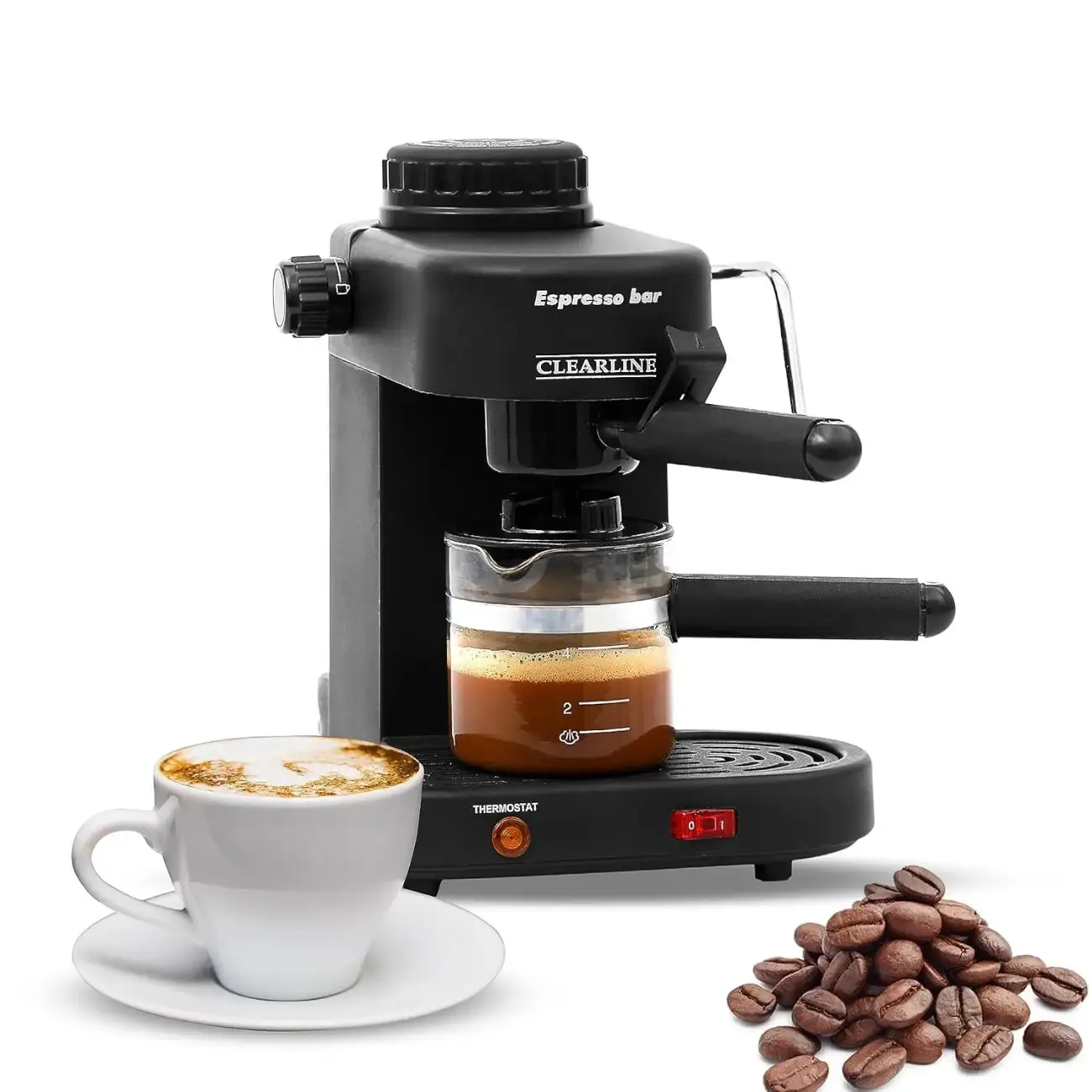 Clearline Coffee Maker 850W Swiss Model Espresso+Cappuccino ECM Black