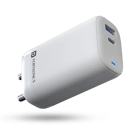 Portronics Mobile Charger High Power 65W Mobile/Laptop Adapto 65 POR 1329 White