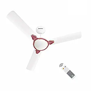 Havells Celling Fan 1200mm 5 Star Decorative Equs Energy Efficient BLDC Fan With Remote White Maroon