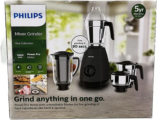 Philips Mixer Grinder 1000 Watts 4 Jar HL7704 Metallic Dark Grey