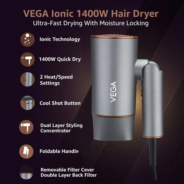 Vega Hair Dryer 1400W Ionic VHDH-28