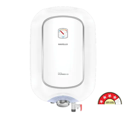Havells Electrical Water Heater 10 Liters 4 Star Puro Turbo Dx White Blue