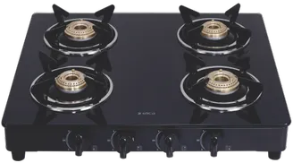 Elica Gas Stove 4 Burner SS Glass Top 594 CT Vetro BLK Black