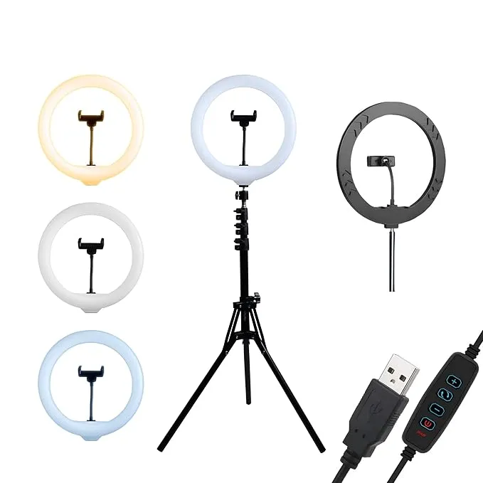 DigiTek Camera Accessories LED Ring Light with Mini Tripod & Tripod Stand DRL-14C