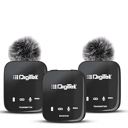 DigiTek Microphones Wireless for DSLR, Camcorder, Smartphone & Tablet DWM 101