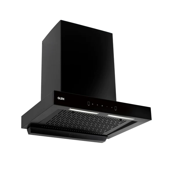 Glen Wall Mounted Chimney 60cm 1200m³/h GL 6062 SLIM BL FL With MS Auto Clean Black
