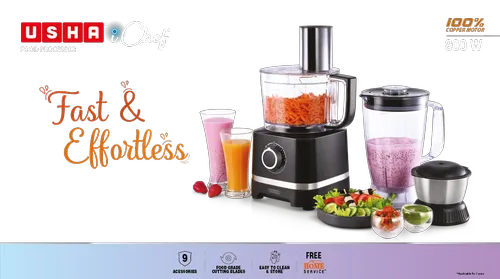 Usha Food Processor 800 Watts iChef Food Processor Black