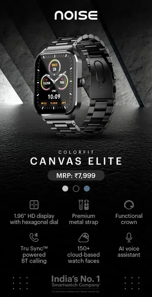Noise Smart Watch 49.7 mm (1.96 Inches) Colorfit Canvas Metal Silver
