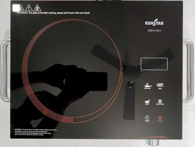 Kenstar Induction Cooker Infrared Cooktop 2200 Watts Infra Stove KISINS22SM3R2-DAA Black