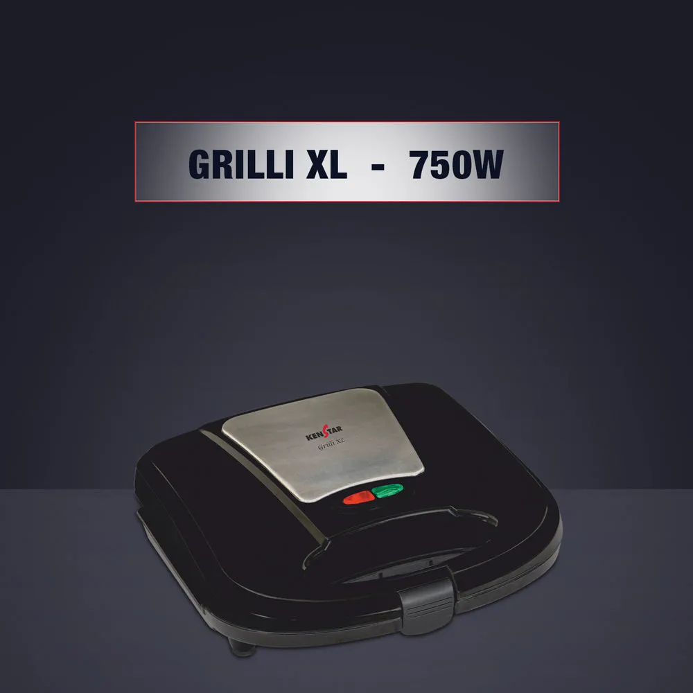 Kenstar Sandwich Maker 750 Watts 2 Slice Grilli XL KGMGXL02KPFR0-DBM Black