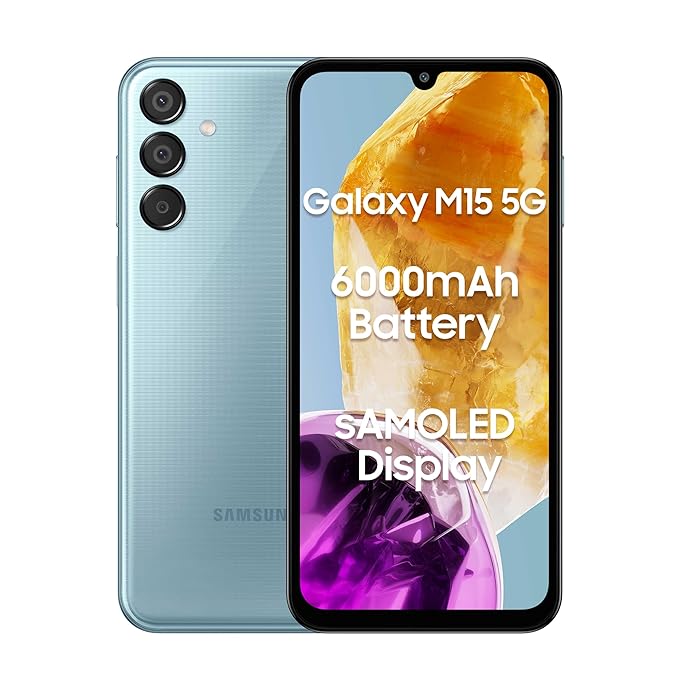 Samsung Android Smartphone M15 5G (6GB RAM, 128GB Storage/ROM) M156BG Celestial Blue