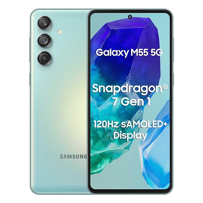 Samsung Android Smartphone M55 5G (8GB RAM, 256GB Storage/ROM) M556BC Light Green