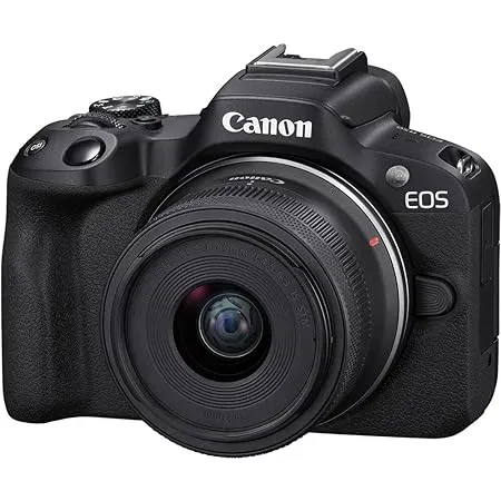 Canon Mirrorless Camera 24.2MP 18-45mm F4.5-6.3 is STM & RF-S55-210mm F5-7.1 is STM Lens EOS R50 Black