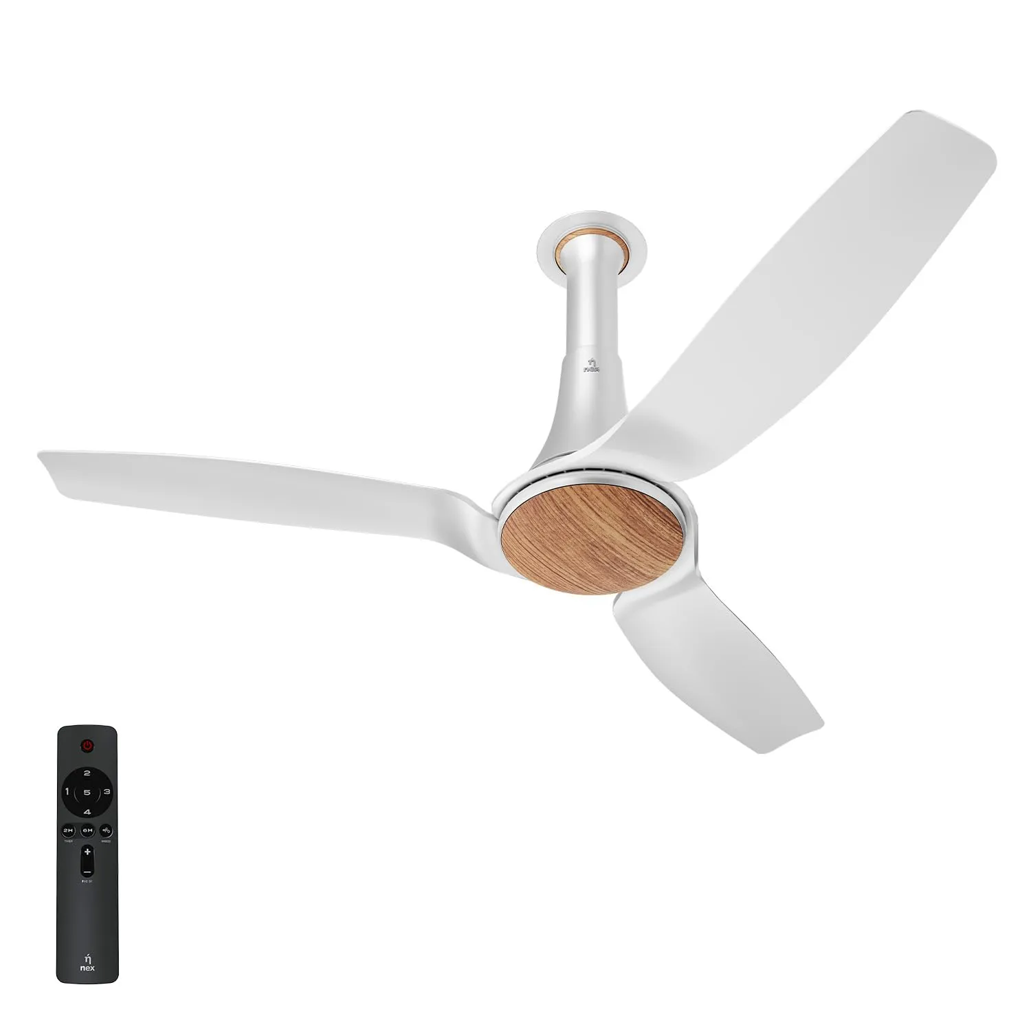 NNEX Celling Fan 1200mm 5 Star Sharp Fin Low Noise Design Speed Dryft A90 Peak torque BLDC Fan With Remote Classic White