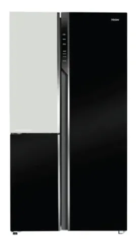 Haier Side By Side Refrigerator 598 Litres 3 Star Inverter HRT-683KWG-P Black White Glass