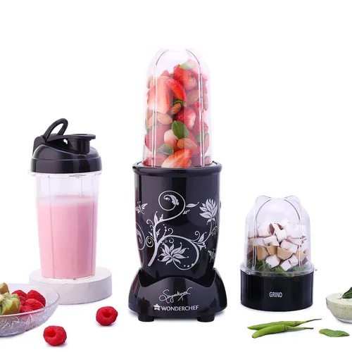 Wonderchef Mixer Grinder 500 Watts 3 Jar (2 Jar +1 Sipper Jar) Nutriblend 63154887 Black