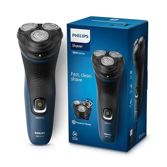 Philips Shaver for Men, Wet and Dry Shave S1151/03 Black/Blue