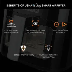 Usha Air Fryer 4.5 Litre 1350 Watts Digital iChef Smart Air Fryer Black