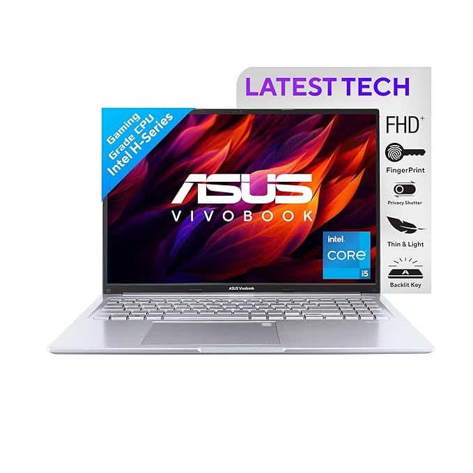 Asus Thin & Light Laptop i5-12500H,16GB,512GB SSD,16 FHD,FingerPrint, Backlit KB,Win 11,Office 2021 Vivobook 16 X1605ZAC-MB540WS Transparent Silver