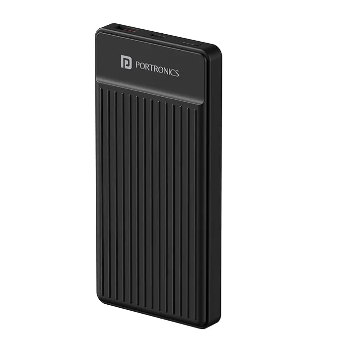 Portronics Power Bank 10000mAh Slim 22.5W Dual Output Type C + USB POR 2177 Black