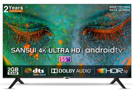 Sansui 4K Ultra HD TV 138 cm (55 inches) Android JSWG55GSUHD Black