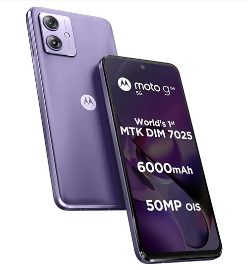 Motorola Android Smartphone G64 5G (12GB RAM,256GB Rom) PB2E0007IN Ice Lilac (Lavandra)