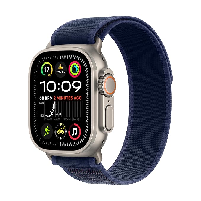 Apple Smart Watch Ultra 2 GPS+Cellular 49mm MX4R3HN/A Black Titanium Case with Dark Green Alpine Loop - M