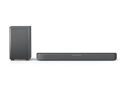 Philips Sound Bar 2.1 CH, 240W Max,Wireless Subwoofer & Dolby Audio Black TAB5309/94