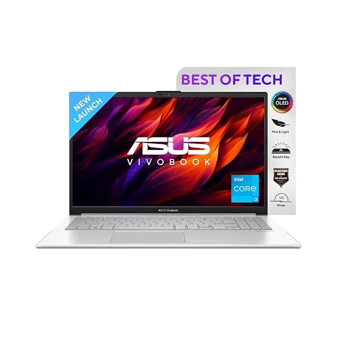 Asus Thin & Light Laptop i3-N305,8GB,512GB SSD,15.6 OLED, Backlit KB, Win 11, Office 2021 Vivobook Go 15 E1504GA-LK321WS Silver