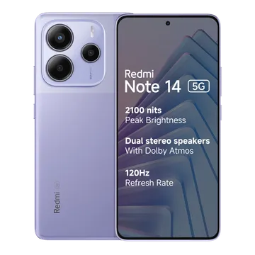 Redmi Android Smartphone Note 14 5G(8GB RAM, 256GB Storage/ROM) MZB0ICEIN Phantom Purple