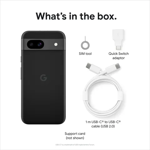 Google Android Smartphone Pixel 8a 5G (8GB RAM, 256GB Storage/ROM) GA05571-IN Obsidian