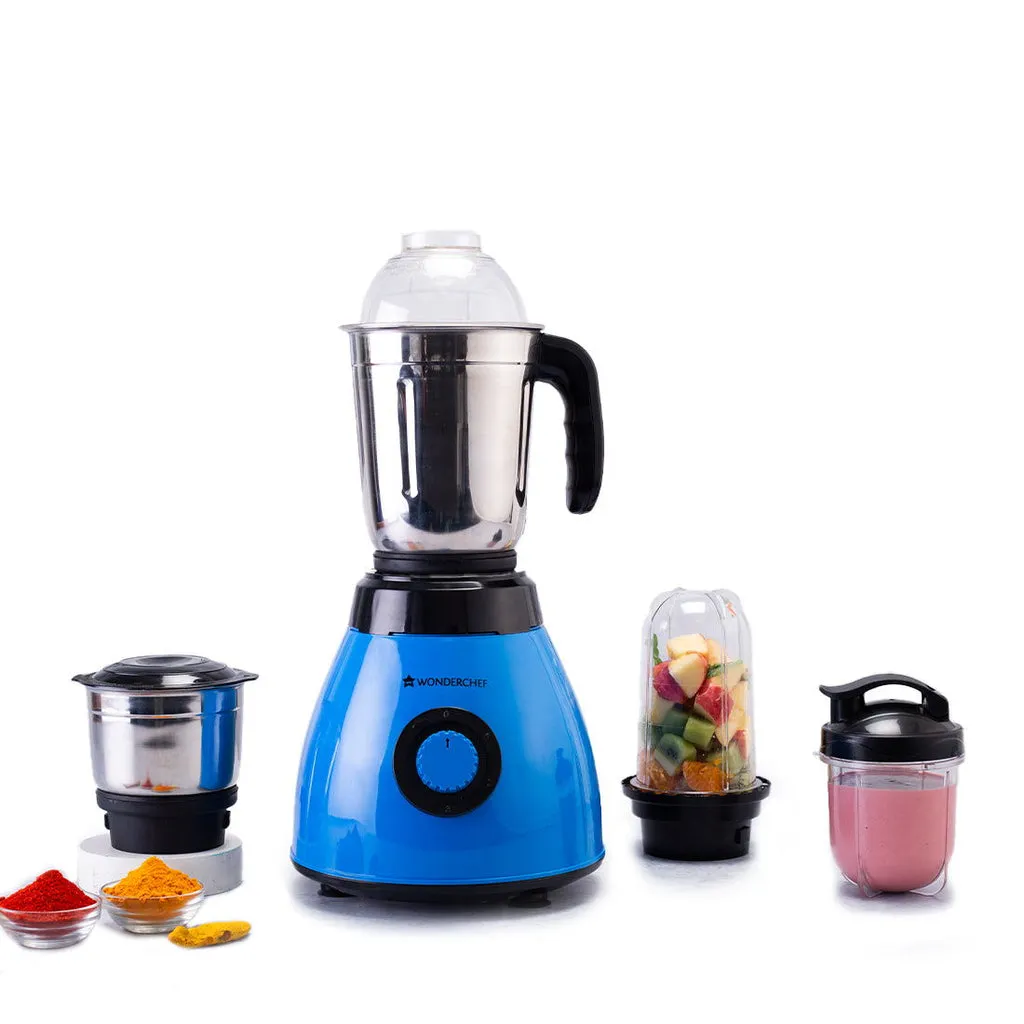 Wonderchef Mixer Grinder 500 Watts 4 Jars (2 SS +2 Polycarbonate) Acura Blender Pro 63154762 Black & Blue