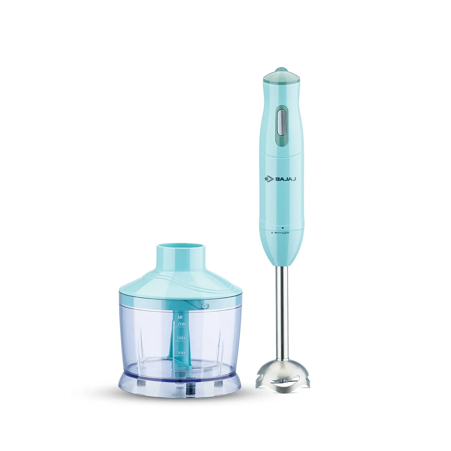Bajaj Hand Blender 300 Watts With Chopper HB 22 SS Light Blue