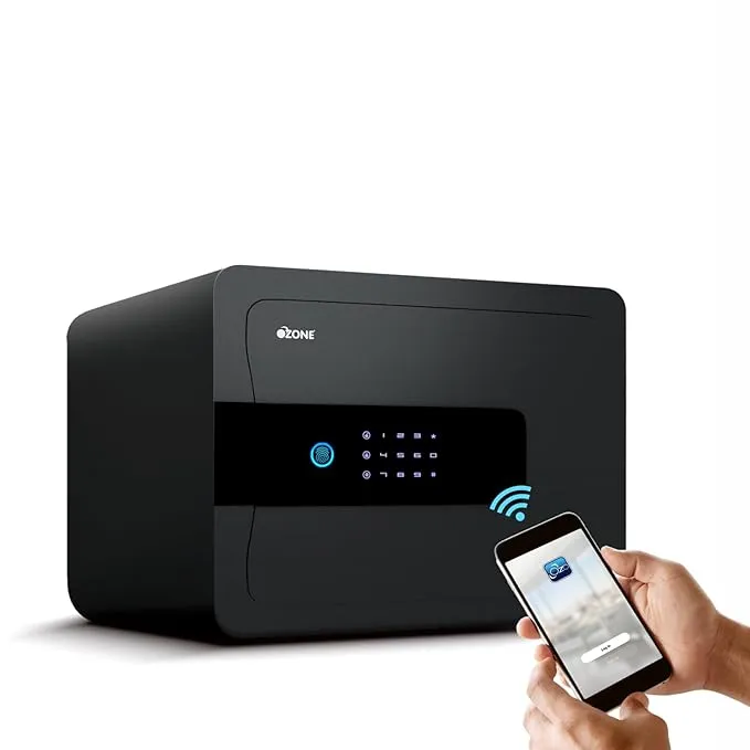 Ozone Locker Digital 30 lit BIO VAULT Wi-Fi, Biometric, Fingerprint Safe 4 in 1 Unlocking Way LIFE-30 Black