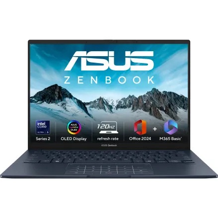 Asus Laptop Intel U5-225H,16GB,1TB,SSD, 14 ,OLED WQXGA, Backlit KB,Touch Zenbook 14 OLED, UX3405CA-PZ345WS Foggy Silver