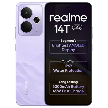 Realme Android Smartphone 14T 5G (8GB RAM, 256GB Storage/ROM) RMX5078 Lightning Purple