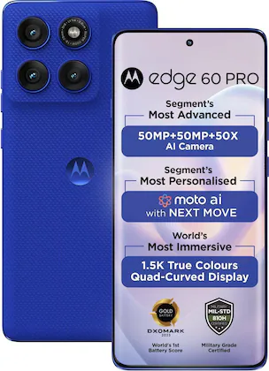 Motorola Android Smartphone Edge 60 Pro 5G (8GB RAM, 256GB Storage/ROM) PB7T0001IN Dazzling Blue