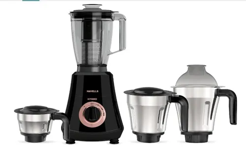 Havells Mixer Grinder 1000 Watts 4 Jar Hydro Plus Black
